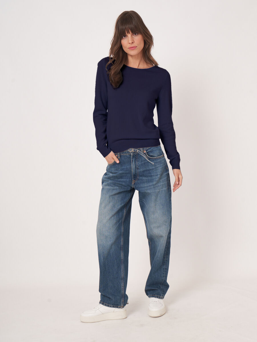 Basic boothals trui van biologisch kasjmier image number 3