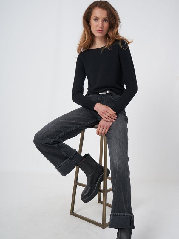 Basic Pullover mit U-Boot-Ausschnitt aus Bio-Kaschmir image number 0