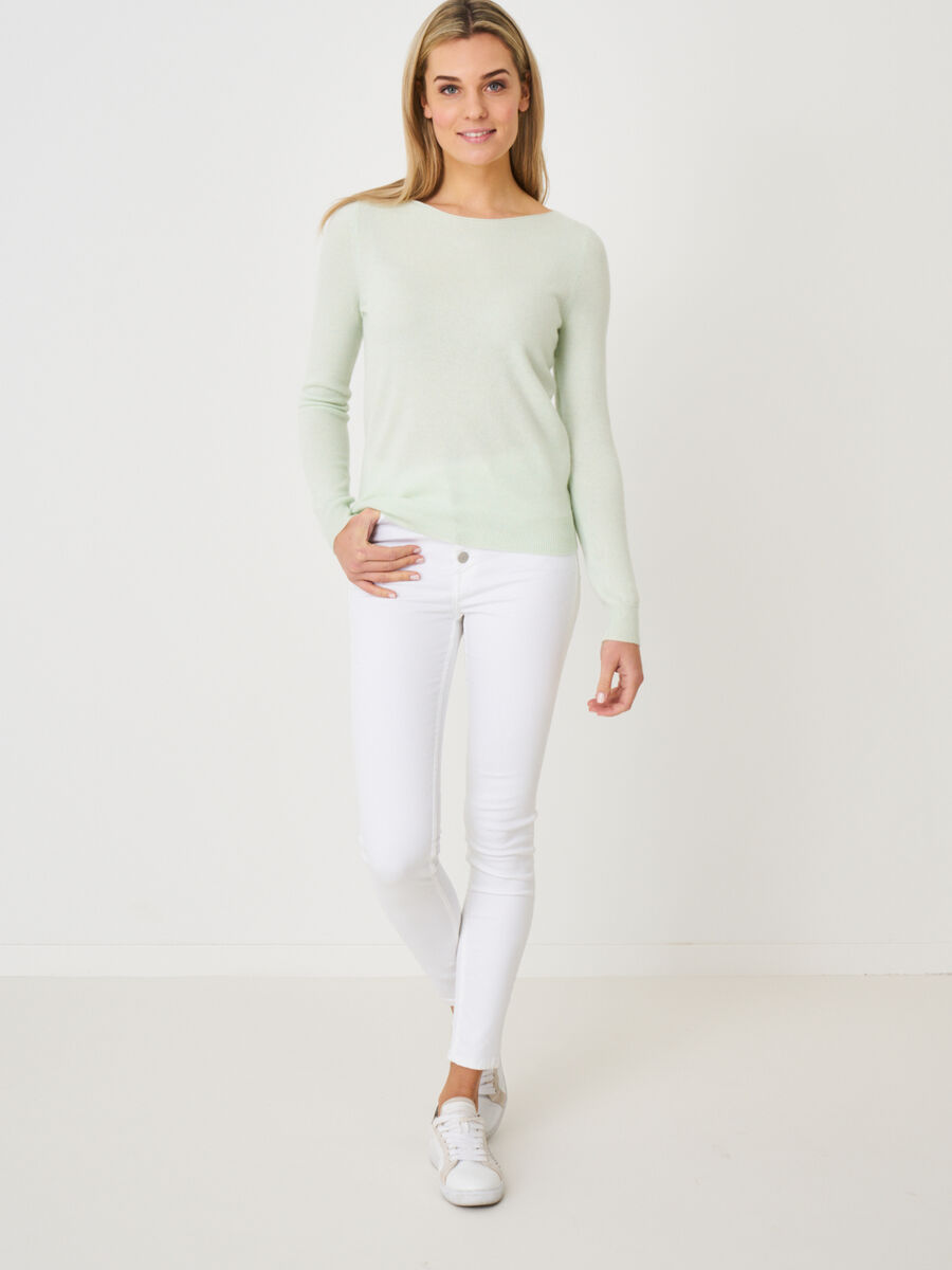 Basic boat neck sweater in organic cashmere image number 98
