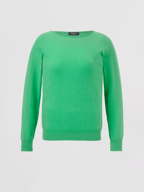 Basic boat neck sweater in organic cashmere