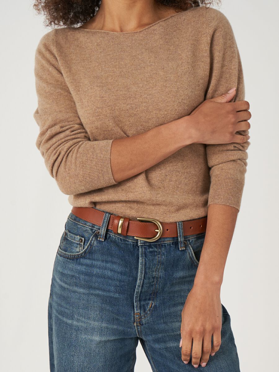Basic boat neck sweater in organic cashmere image number 55