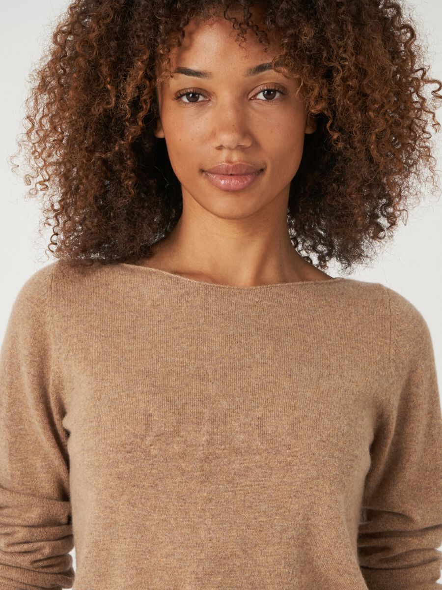 Basic boat neck sweater in organic cashmere image number 56