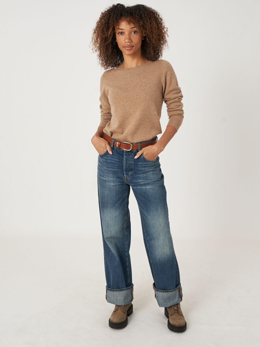 Basic boat neck sweater in organic cashmere image number 57