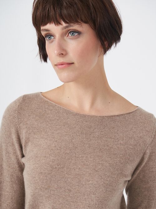 Basic boat neck sweater in organic cashmere