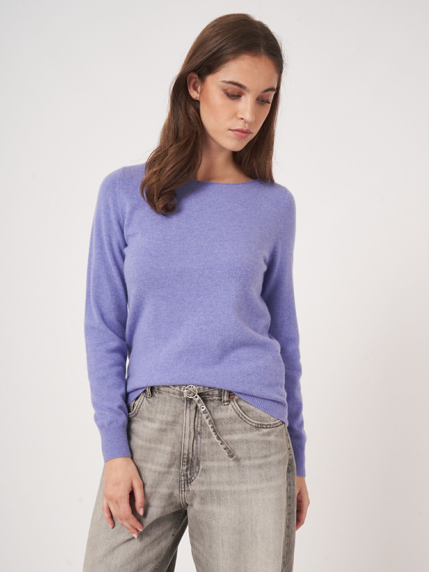 Basic organisch cashmere boothals trui