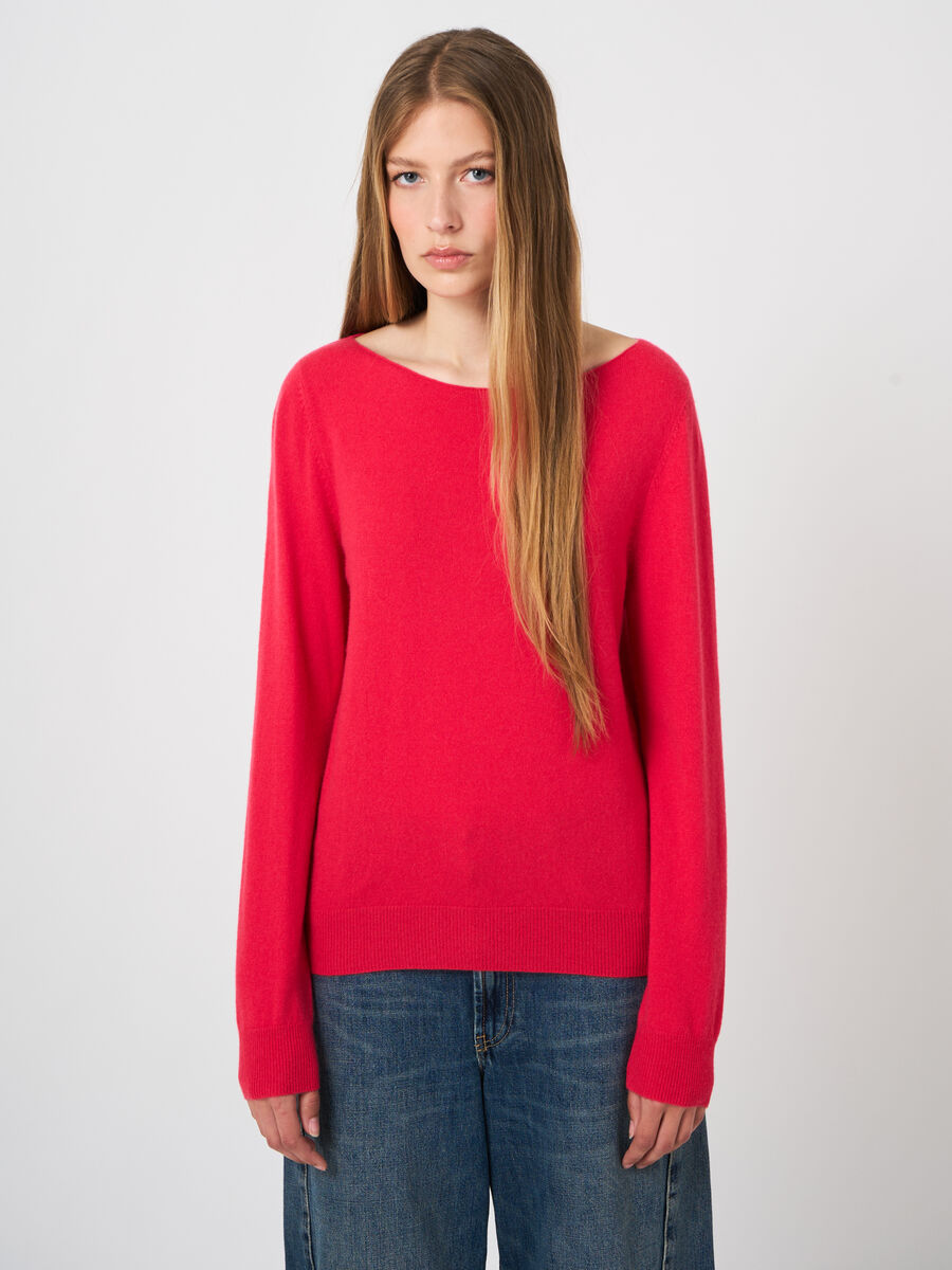 Feinstrick-Kaschmirpullover mit U-Boot-Ausschnitt image number 1
