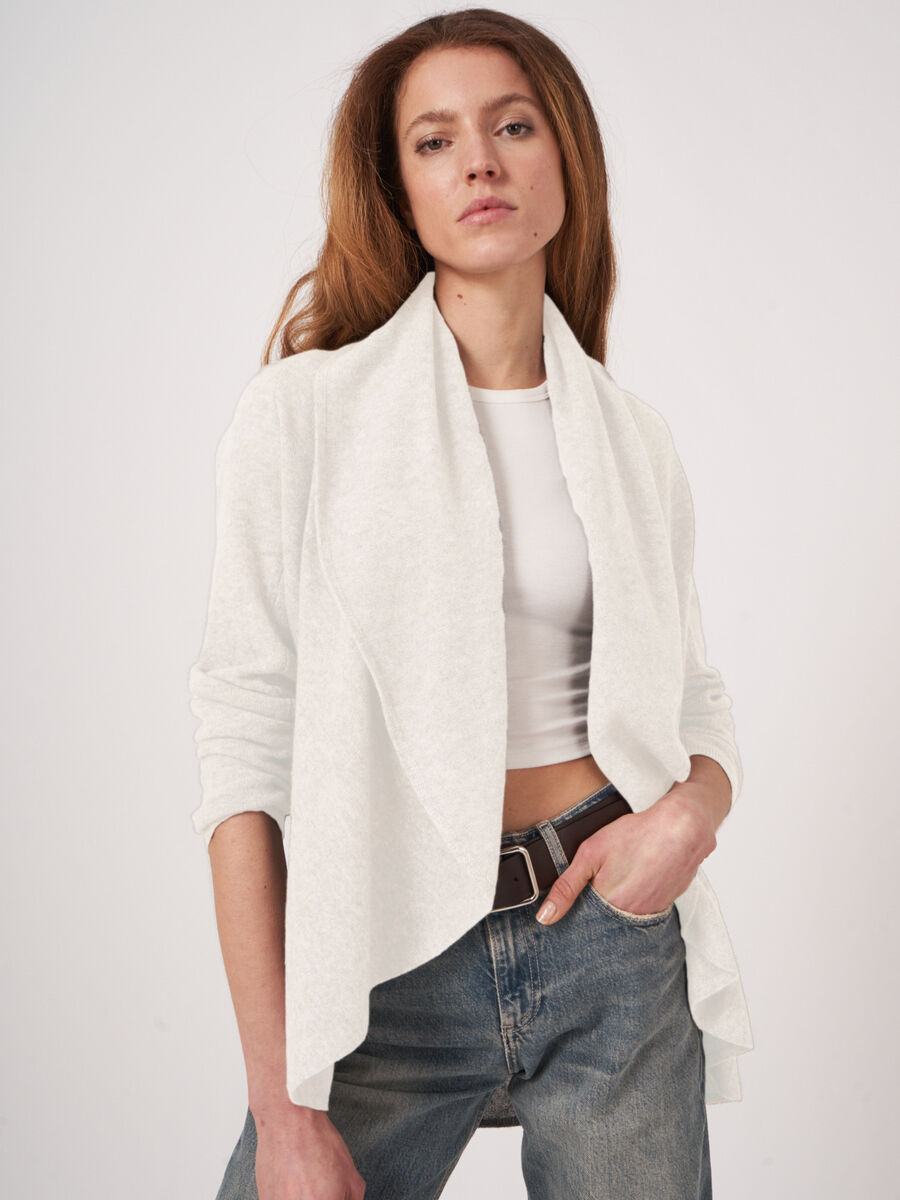 Open organic cashmere cardigan with shawl neck image number 0