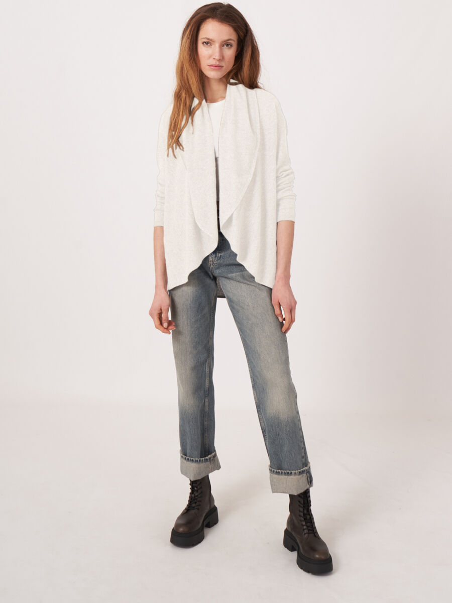 Open organisch kasjmier vest met sjaalkraag image number 4