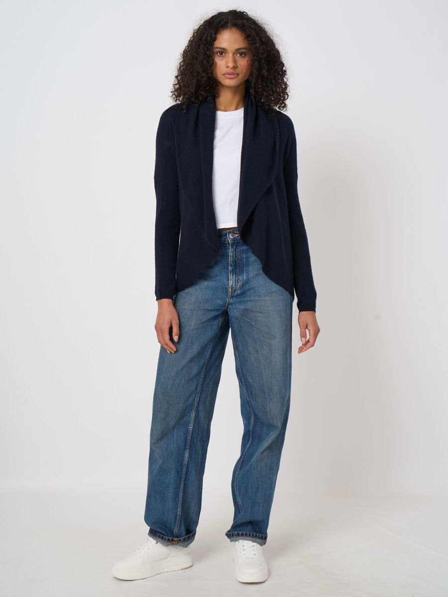 Shawl collar 100% organic cashmere cardigan image number 3