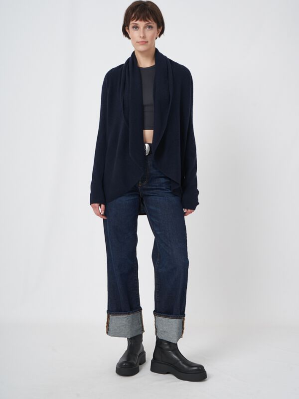 Open front cardigan in organic cashmere - shawl collar image number 4