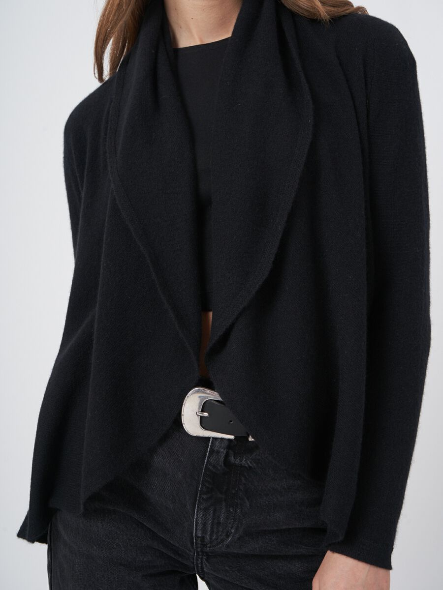 Open front cardigan in organic cashmere - shawl collar image number 2