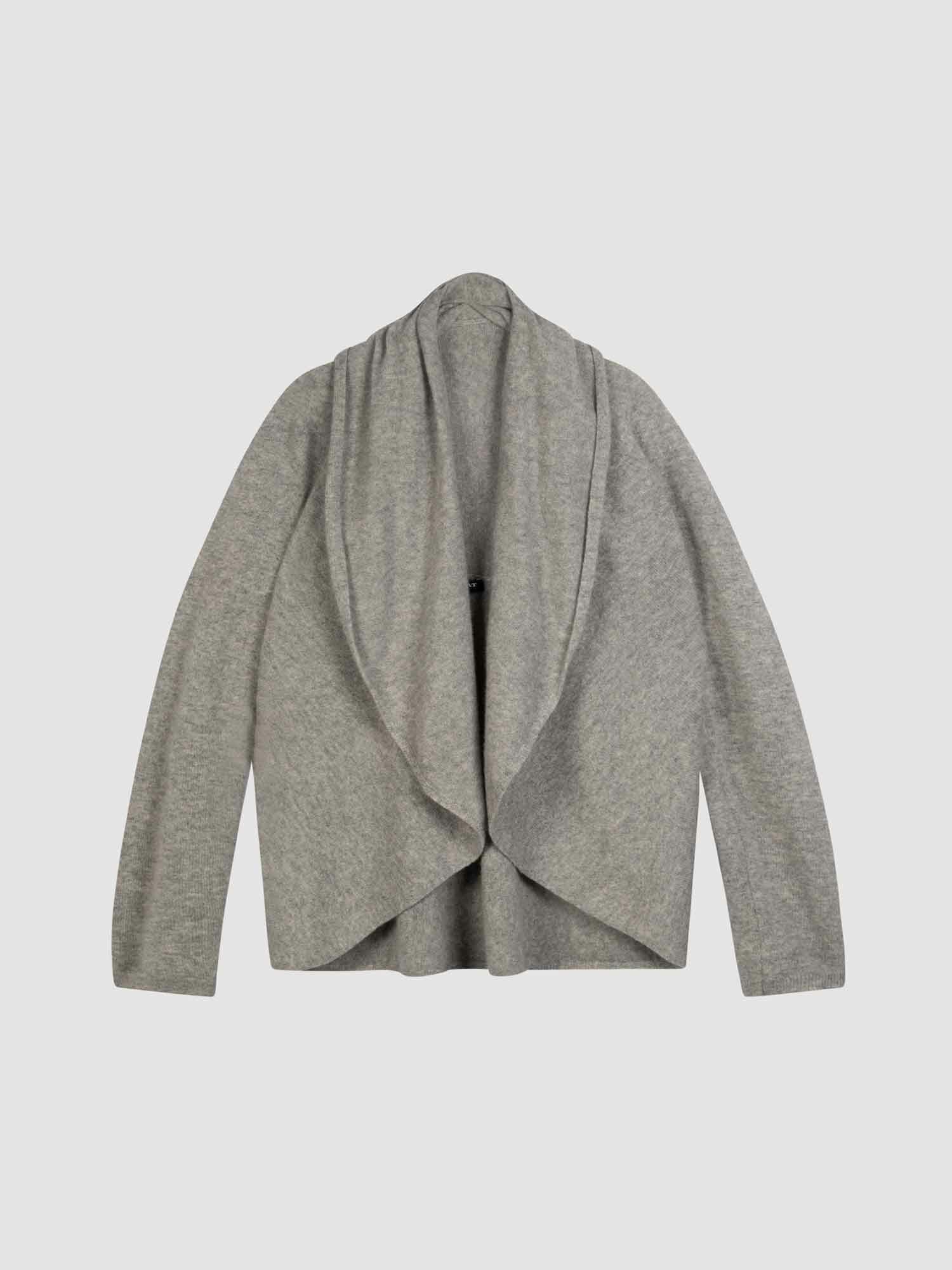 Open organisch cashmere vest met sjaalkraag