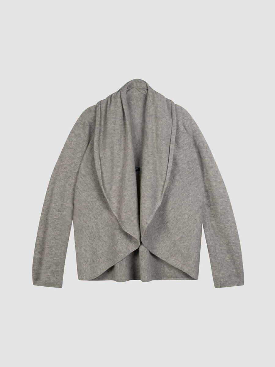 Open organic cashmere cardigan with shawl neck image number 0