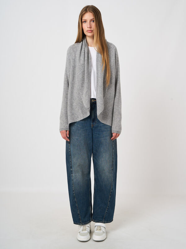 Shawl collar 100% organic cashmere cardigan image number 3