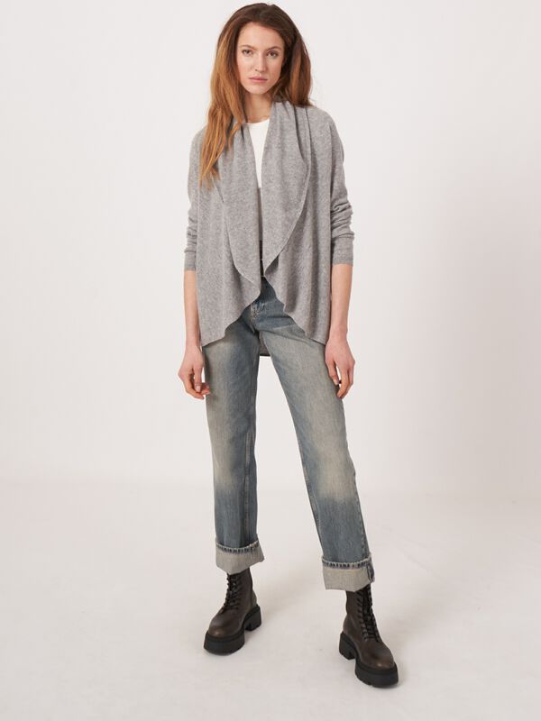 Open front cardigan in organic cashmere - shawl collar image number 5