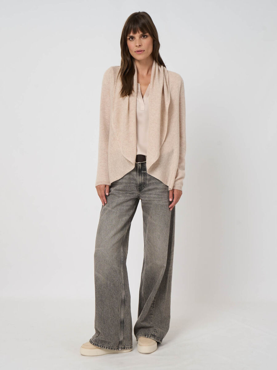 Open organisch kasjmier vest met sjaalkraag image number 2