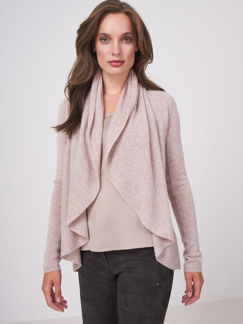 Open organic cashmere cardigan with shawl neck