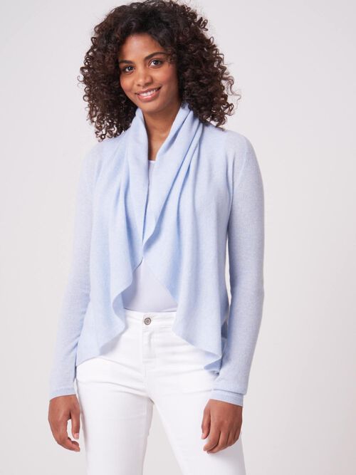 Gilet ouvert &agrave; col ch&acirc;le en cachemire biologique