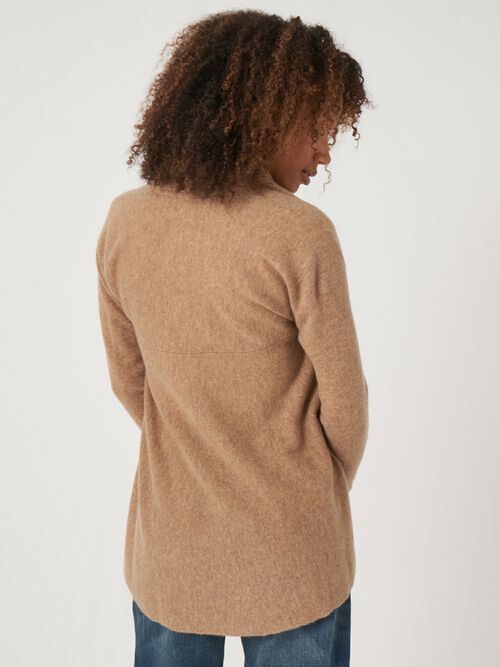 Open organic cashmere cardigan with shawl neck