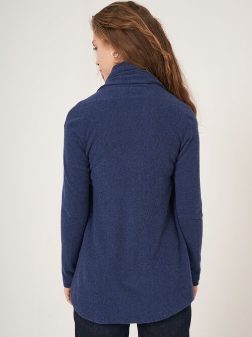 Open organic cashmere cardigan with shawl neck