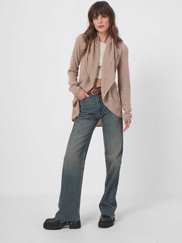 Open front cardigan in organic cashmere - shawl collar image number 5