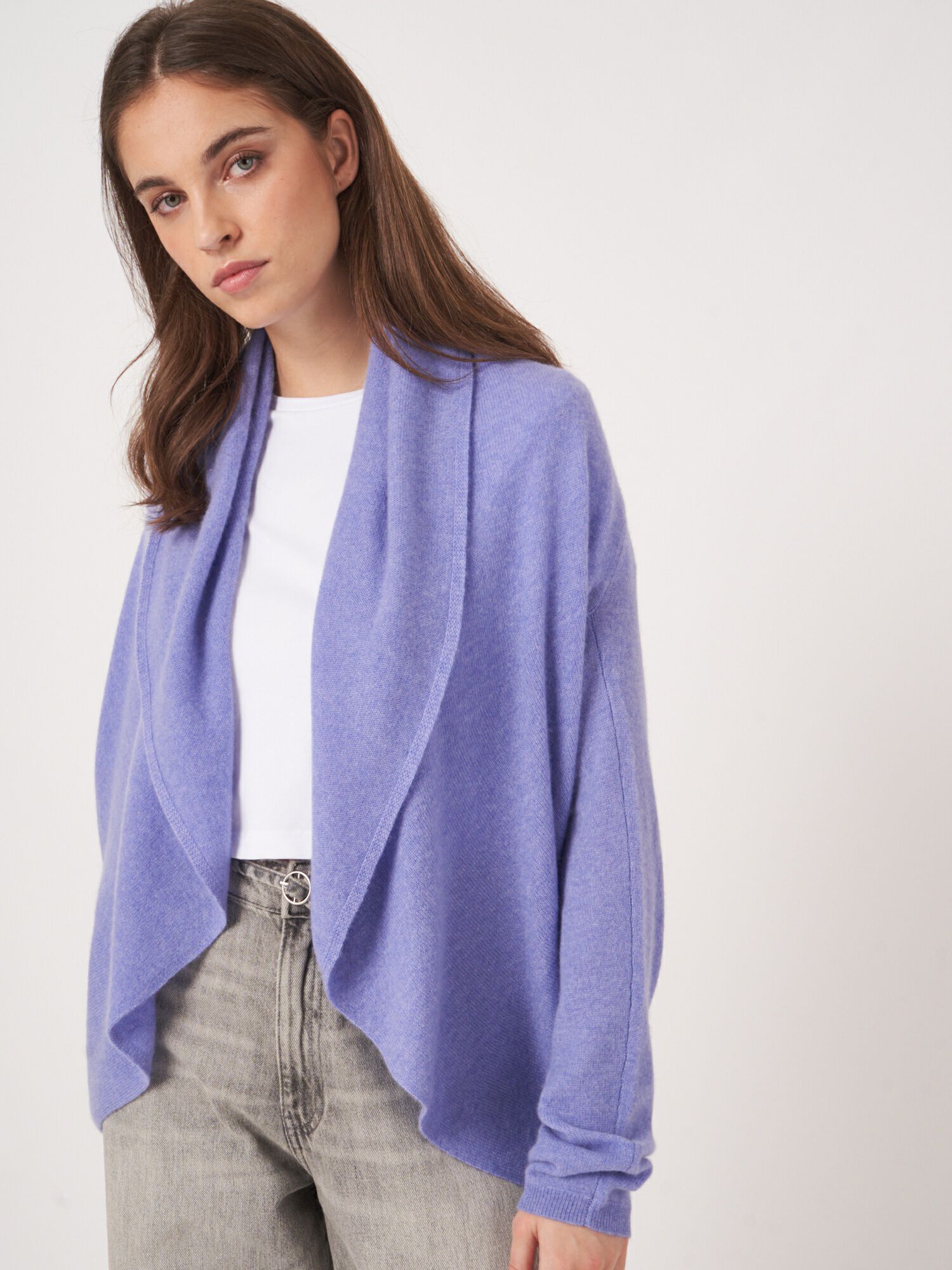 Jake*s Collection Pullover van kasjmier met ronde hals in offwhite