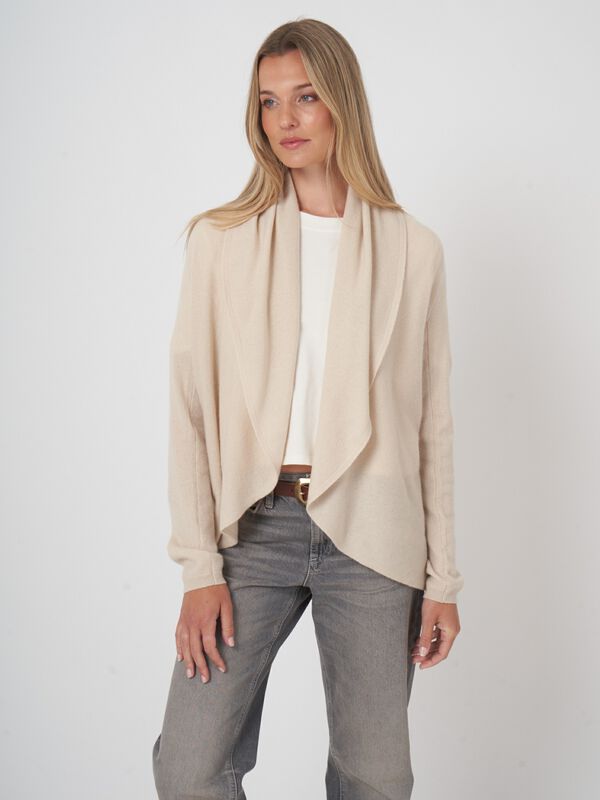 Open front cardigan in organic cashmere - shawl collar image number 0