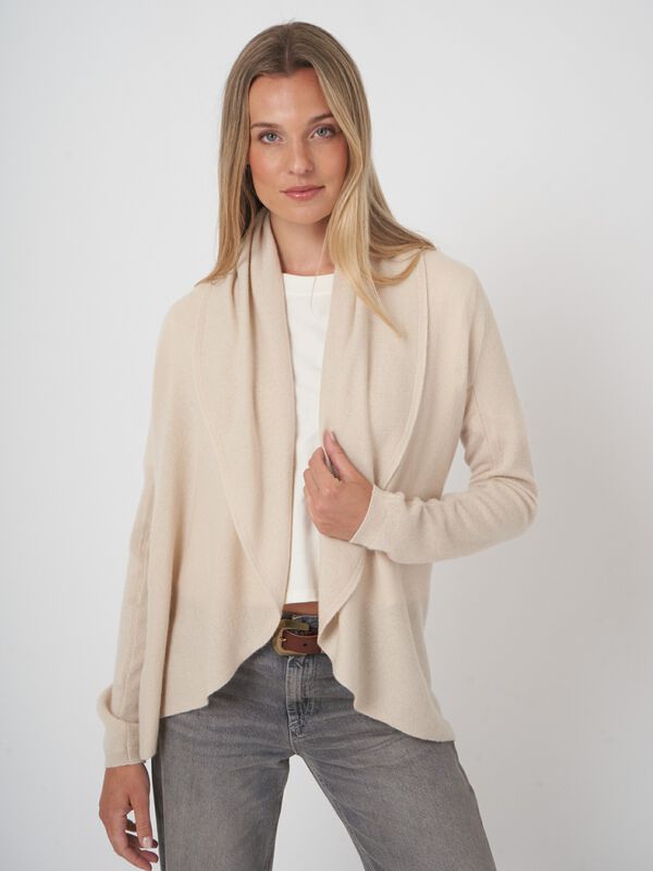 Open front cardigan in organic cashmere - shawl collar image number 1