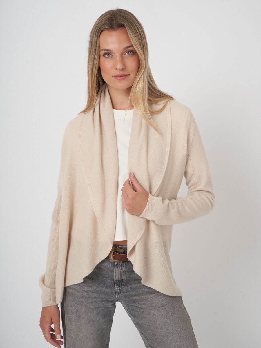 Open front cardigan in organic cashmere - shawl collar image number 1