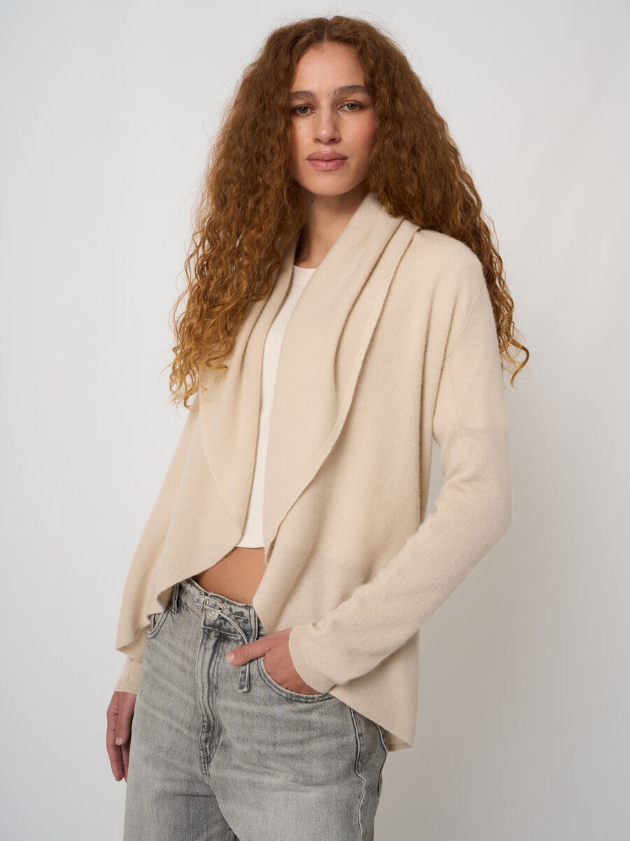 Shawl collar 100% organic cashmere cardigan image number 2