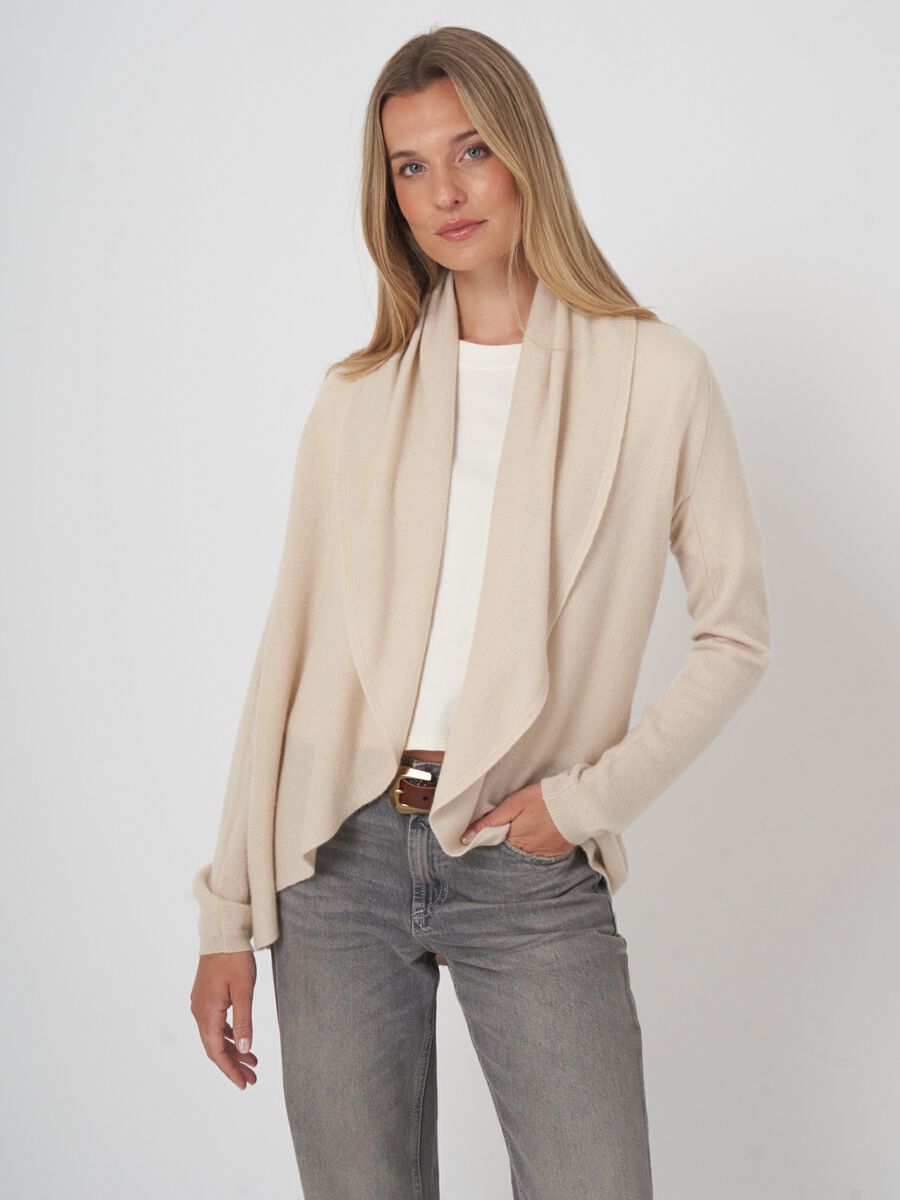 Open front cardigan in organic cashmere - shawl collar image number 2