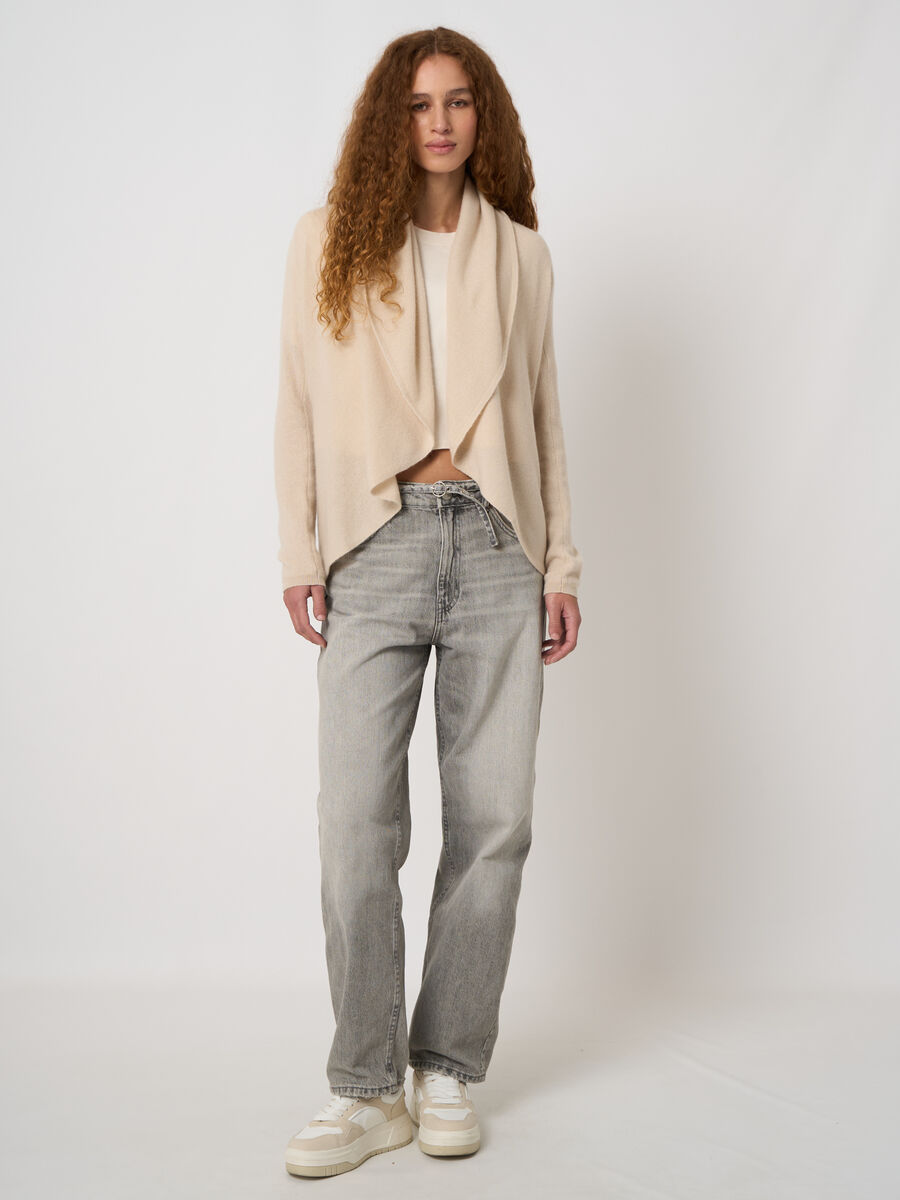 Shawl collar 100% organic cashmere cardigan image number 3