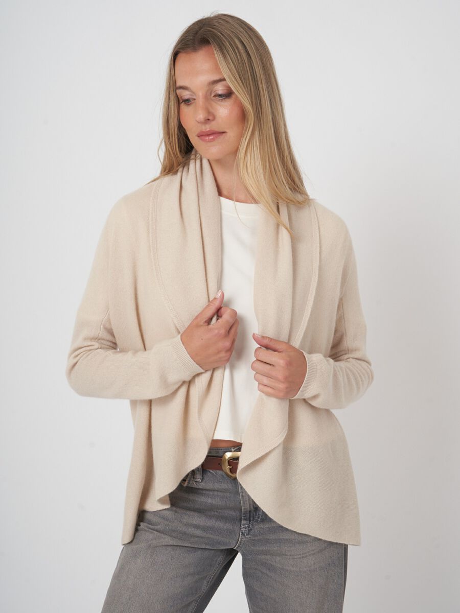 Open front cardigan in organic cashmere - shawl collar image number 3