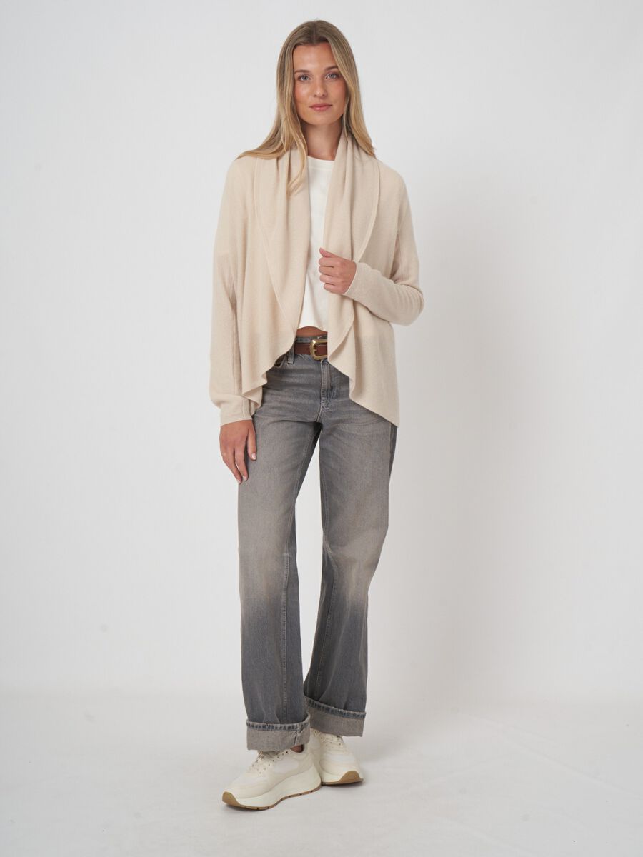 Open front cardigan in organic cashmere - shawl collar image number 4