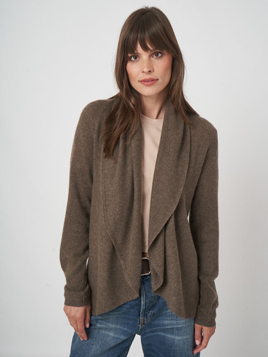 Open front cardigan in organic cashmere - shawl collar image number 0