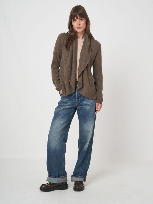 Gilet ouvert en cachemire bio à col châle image number 3