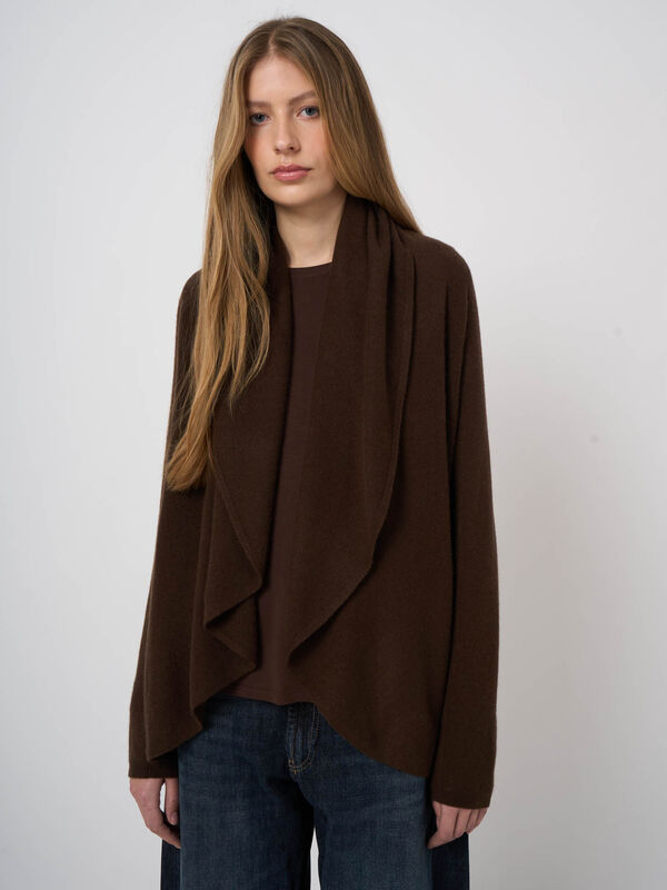 Leichte Kaschmir-Strickjacke mit Schalkragen image number 0