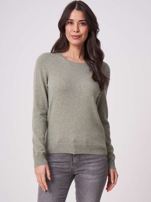 Basic Bio-Kaschmir-Pullover mit Rundhalsausschnitt