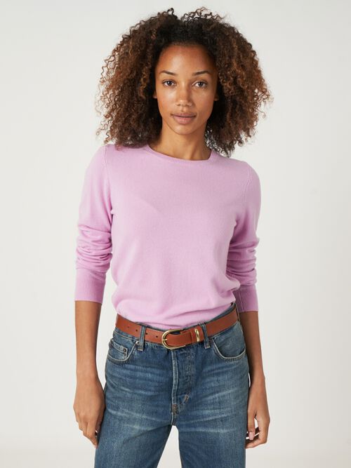 Basic organic cashmere sweater with round neckline