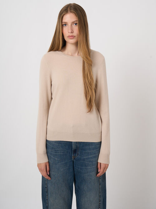 Basic-Bio-Kaschmir-Pullover mit Rundhalsausschnitt