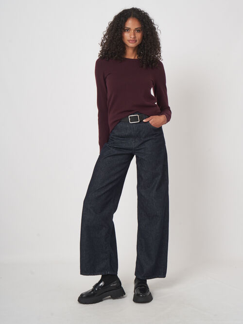Basic-Bio-Kaschmir-Pullover mit Rundhalsausschnitt