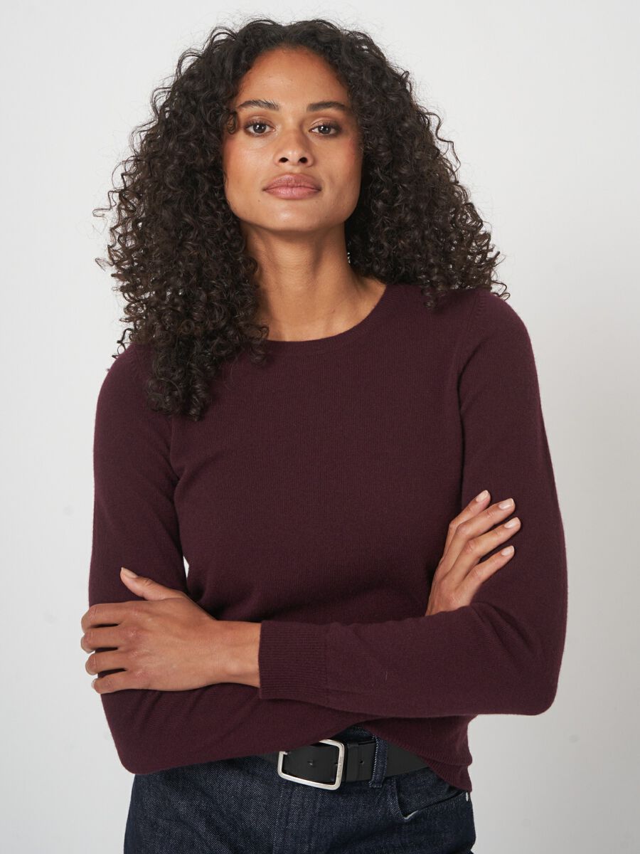 Basic kasjmier trui met ronde hals image number 1