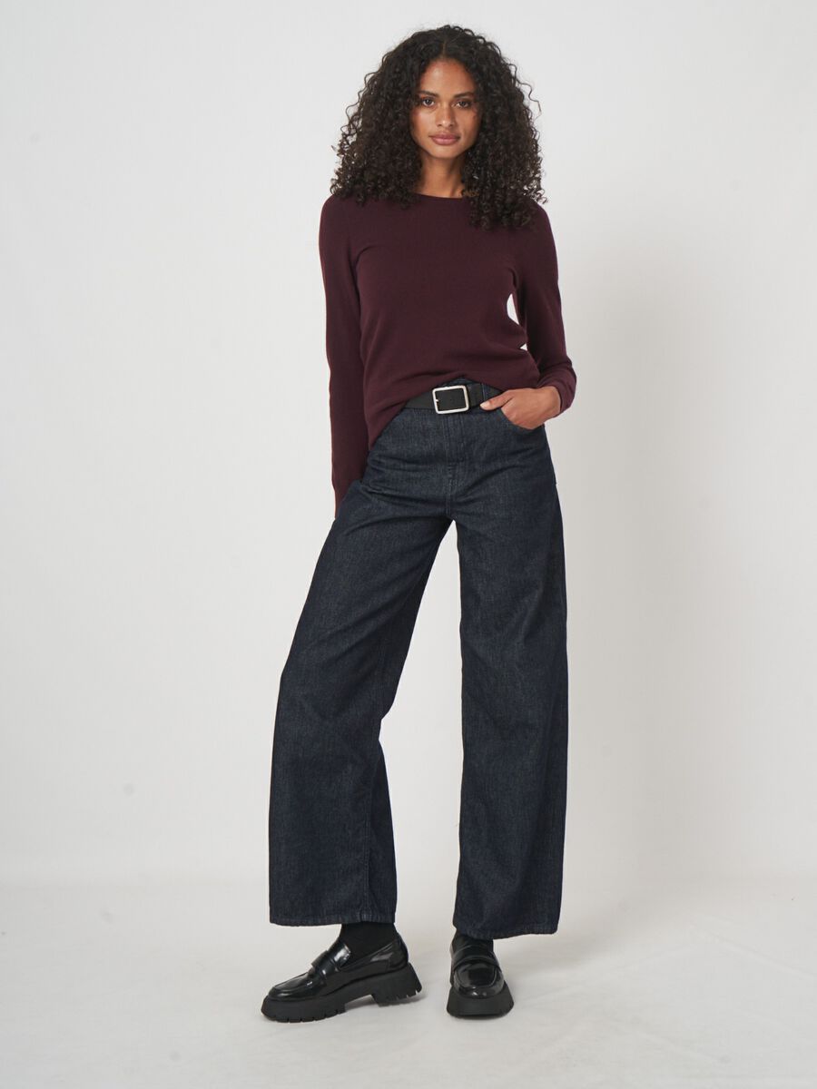 Basic kasjmier trui met ronde hals image number 2