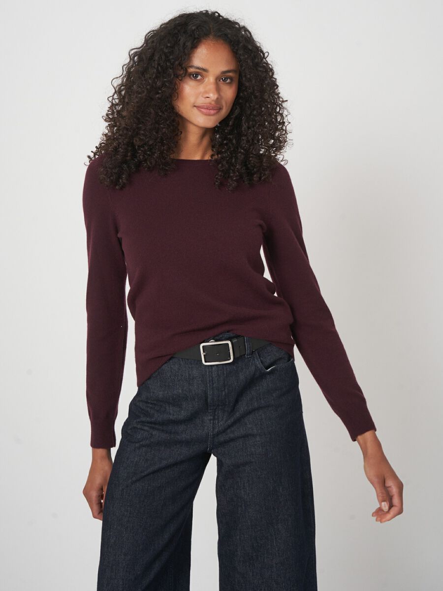 Basic kasjmier trui met ronde hals image number 3