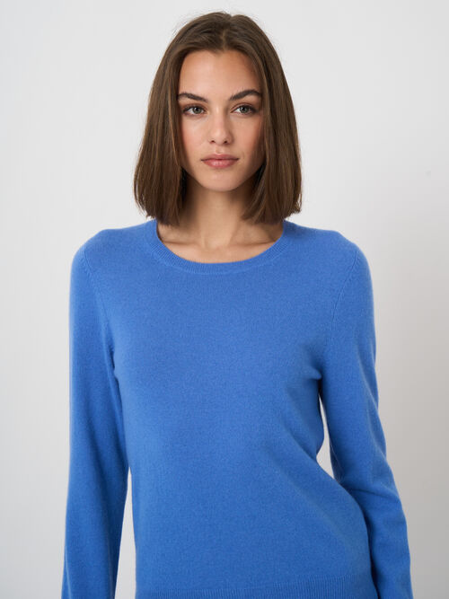 Feinstrick-Kaschmirpullover mit Rundhalsausschnitt