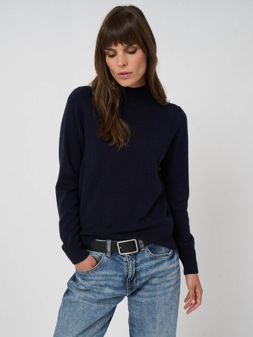 Cashmere trui met opstaande kraag