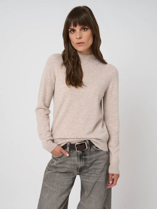 Cashmere trui met opstaande kraag