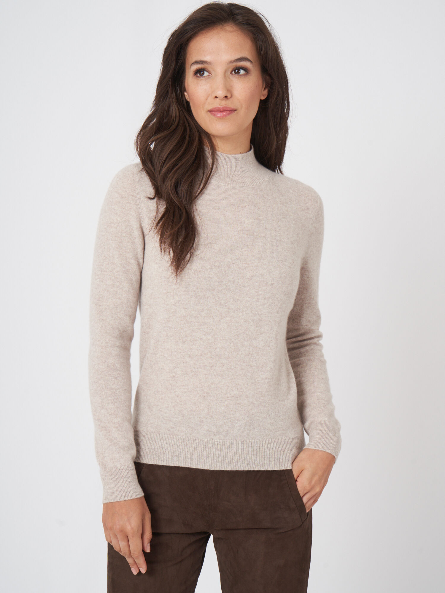 Cashmere trui met opstaande kraag