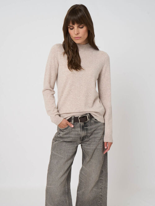 Cashmere trui met opstaande kraag