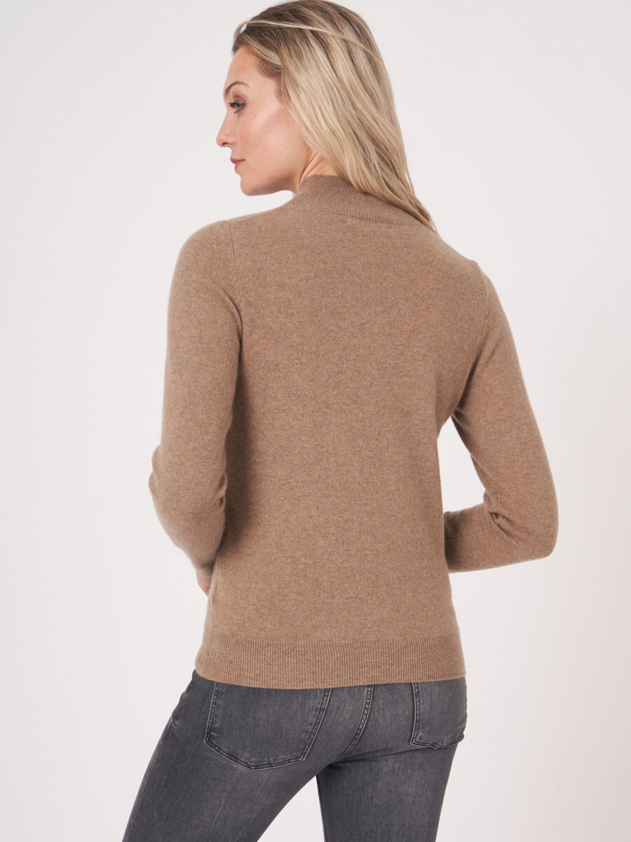 Organic cashmere sweater with ribbed stand collar image number 1